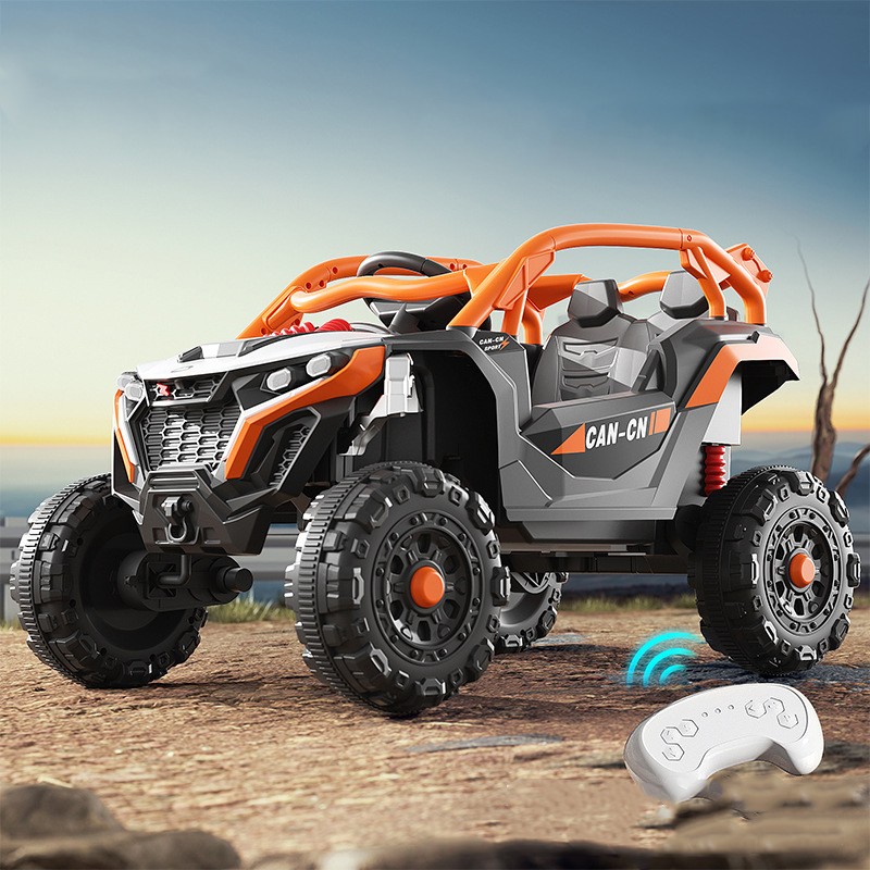 Masina Electrica pentru Copii, SOH, Tip Buggy/UTV Off-Road Dual Drive, Conectare Bluetooth, Telecomanda, Lumina Intermitenta si Muzica, Baterie 380*2, 6V 7Ah, 97 x 62 x 58 cm, Verde Negru - imagine 4