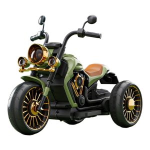 Tricicleta Electrica pentru Copii, SOH, cu 2 Acumulatoare 380*2, 6V 4.5, Bluetooth, Sistem Anti-Rasturnare, Sistem de Lumini si Sunet, 6-8 Ani, 93 x 48 x 63 cm, Verde Negru