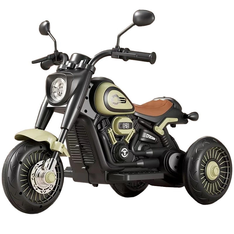 Tricicleta Electrica pentru Copii, SOH, Tricicleta DUAL-DRIVE 380*2 Baterie 6V 4.5, Bluetooth, Sistem Anti-Rasturnare, Sistem de Lumini si Sunet, 5+ Ani, 80 x 60 x 42 cm, Verde Negru - imagine 3
